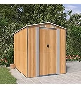 GOLINPEILO Outdoor Garden Shed with Sliding Doors and Vents Galvanized Steel Outdoor Tool Shed Po...