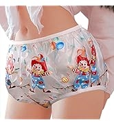 Aimisin Adult Baby Plastic Cute Pattern Print Pants Adult Incontinence PVC Diaper Cover 1 Piece (...