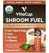 VitaCup Shroom Fuel, Mushroom Based Coffee Alternative Packets, Mushroom Coffee Substitute w/Caca...