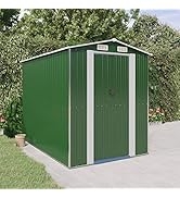 GOLINPEILO Outdoor Garden Shed with Sliding Doors and Vents Galvanized Steel Outdoor Tool Shed Po...