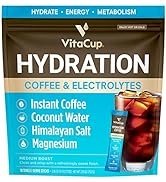 VitaCup Hydration Coffee Packets, The First Coffee That Hydrates You w/Electrolytes, Coconut Wate...