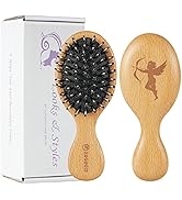 Hair Brush, Pocket Mini Travel Boar Bristle Hairbrush for Thick Thin Curly Straight Long Short We...