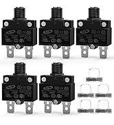 Nilight 5Pcs 5A 10A 15A 20A 30A Thermal Circuit Breaker with Quick Connect Terminals and Waterpro...