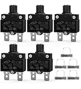 Nilight 5Pcs 5Amp Thermal Circuit Breaker with Quick Connect Terminals and Waterproof Button Caps...