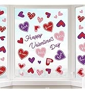 Whaline 9 Sheets Valentine's Day Window Clings Stickers Double-Sided Heart Window Decals Pink Red...