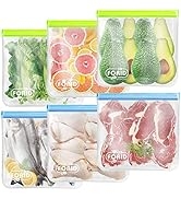 Reusable Gallon Freezer Bags - 6 Pack EXTRA THICK 1 Gallon Bags LEAKPROOF Gallon Storage Bags for...