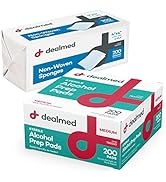 Dealmed Alcohol Prep Pads and Gauze Sponge Bundle | 200 Count Medium Size Alcohol Pads Plus 4" x ...