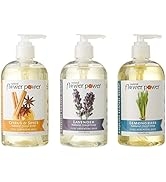 Natural Flower Power - Natural Liquid Hand Soap Variety Pack (Citrus & Spice, Lavender, and Lemon...