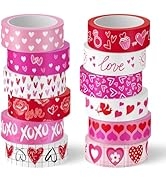 Whaline 12 Rolls Valentine’s Day Washi Tape Love Heart Washi Tape Assorted Red Pink Masking Decor...