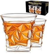 PARACITY Whiskey Glasses Set of 2, Old Fashioned Cocktail Glass, 10 OZ Whiskey Glasses, Bourbon G...