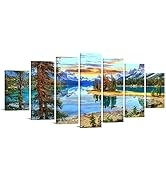 Conipit 7 Panels Extra Large Lake Canvas Wall Art Nature Landscape Pictures Spirit Island Jasper ...