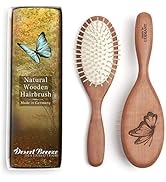 Natural Wood Bristle Hair Brush, Gentle Massage, Pear Wood Handle, Made in Germany, Model PWW, Fo...