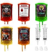 20Sets Halloween Blood Bags Reusable Drink Pouches with Syringes Party Favors for Theme Parties V...