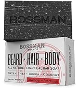 Bossman Men's Bar Soap 4 in 1 Beard Wash, Shampoo, Body Wash and Conditioner, 4 oz