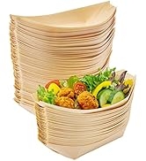 MATANA 8.3" Inch Large Bamboo Plates Disposable 100 Pack - Sushi Boat Serving Tray