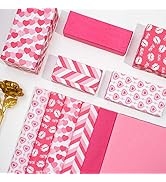 Whaline 120 Sheets Valentines Tissue Paper, Assorted Love Heart Design Gift Wrapping Paper for Ar...