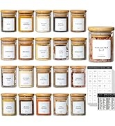 Laramaid 2.5oz 20Packs Glass Jars Set, Cylinder Spice Jars with Bamboo Lids and Customized Labels...