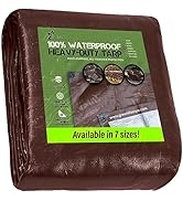 Tarp Cover Brown/Silver Heavy Duty Thick Material Water Proof Tear Proof UV Resistant Reinforced ...