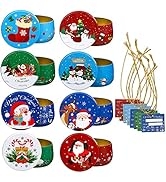 Cabilock 8PCS Christmas Candy Tins Decorative Round Tinplate Boxes Xmas Candy Cookie Packaging Ja...