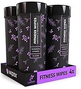 Wipex Natural Fitness Equipment Wipes, 75 Lavender & Vinegar Wipes, Use as a Yoga Mat Cleaner, Pe...