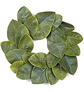 Artificial Magnolia Leaf Wreath for Home and Holiday Decorating | Faux Magnolia Wreath