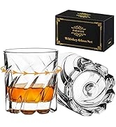 PARACITY Spinning Whiskey Glasses Set of 2, Rotatable Old Fashioned Glasses, Cocktail Glasses, Ro...