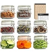 Laramaid 17oz 8Packs Square Glass Jars Set with 180 Minimalist Pantry Labels, Square Pantry Jars ...