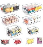 Midyb Refrigerator Organizer Bins, 9 Pack Plastic Fridge Organizer Bins with Lids, Clear Refriger...