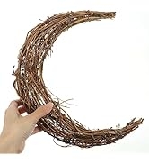 Beavorty Grapevine Wreath Crescent Moon Shaped Natural Rattan Wreath 30cm Vine Branch Wreath Garl...