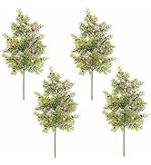 Factory Direct Craft Weather Resistant Cypress Pine with Red Berries Sprays Set of 4 Fake Greener...