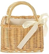 Beavorty Straw Beach Bags Wicker Handbag Beach Rattan Woven Tote Handbags Top-handle Bags with Bo...