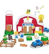 iPlay, iLearn Toddler Farm House Toys Playset W/ Animal Figures, Tractors, Barn, Farmer People & ...