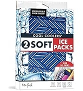 Fit & Fresh Cool Coolers Reusable & Flexible Soft Ice Packs, 2PK, Navy Sketch Weave & Blue