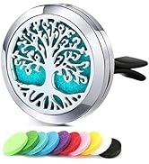 Car Aromatherapy Essential Oil Diffuser Locket Tree of Life Pattern Stainless Steel Car Air Fresh...