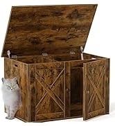 Smart FENDEE Cat Litter Box Furniture Hidden, Top Opening Wood Cat Washroom with Removable Divide...