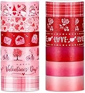 Whaline 12 Rolls Valentine's Day Washi Tape Red Pink Heart Gnome Love Pattern Washi Masking Tape ...