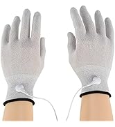 Conductive Glove, 1 Pair Conductive Electrode Massage Gloves with Electrode Pads Wires for Beauty...