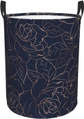 Peony Rose Flower Navy Blue Gold