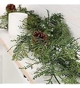 Factory Direct Craft Realistic Vinyl Juniper Pine Garland with Pinecones for Holiday Decor