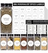 286 Minimalist Spice Label Set, Black Text on White Vinyl Waterproof Label Sticker with Removable...