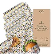 Organic Beeswax Wrap for Food by Mioeco – Assorted 6 Pack Cotton Bees Wrap – Reusable Beeswax Foo...