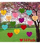 Whaline 14 Pcs Valentine's Day Heart Hanging Decorations, Hanging Candy Heart Felt Garland, Yard ...