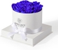 Blue Roses in White Box