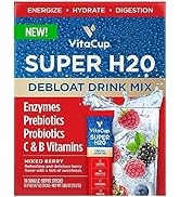 VitaCup Super H2O Bloating Relief and Digestive Health Drink Mix Packets, Probiotics, Prebiotics,...