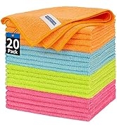 HOMERHYME Microfiber Cleaning Cloth - 20 Pack Cleaning Towels, 12" x 12" Dish Cloths, Lint Free R...