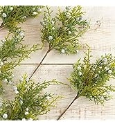 Factory Direct Craft Pack of 12 Artificial Juniper Cedar Sprays with Berries - Christmas Greenery...