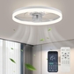 F115 White Ceiling Fan with Light(Black Fans Blades)