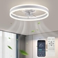 F105 White Ceiling Fan with Light(Black Fans Blades)