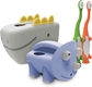 Dino-spout Baby Bath Spout Cover, Pour & Roar, With Orange and Green Dino Toothbrushes