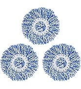 3 Pack 360° Spin Magic Mop Replacement Head, Round Shape Standard Size Microfiber Mop Head Refill...